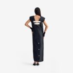 Butterfly Long Dress Black - This straight-cut dress with a shorter front and a dramatically longer back for elegant movement.