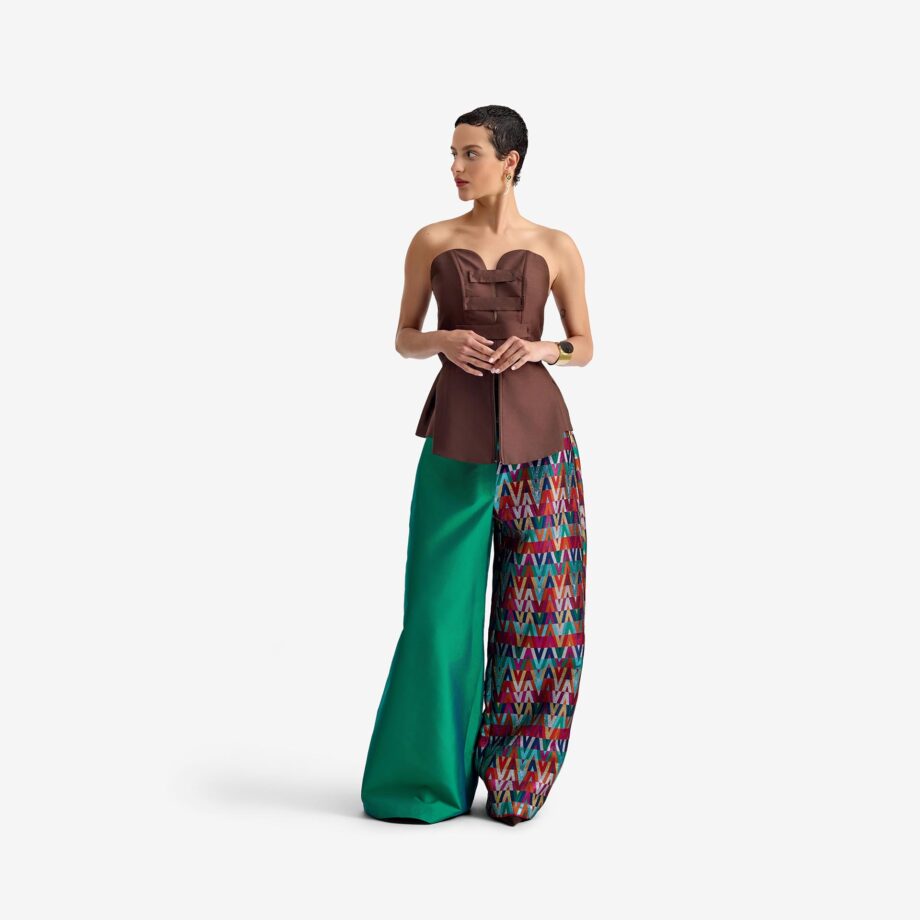 Silk Nest Top Dark brown - Bandau Top Inspired by Corset Silhouette.