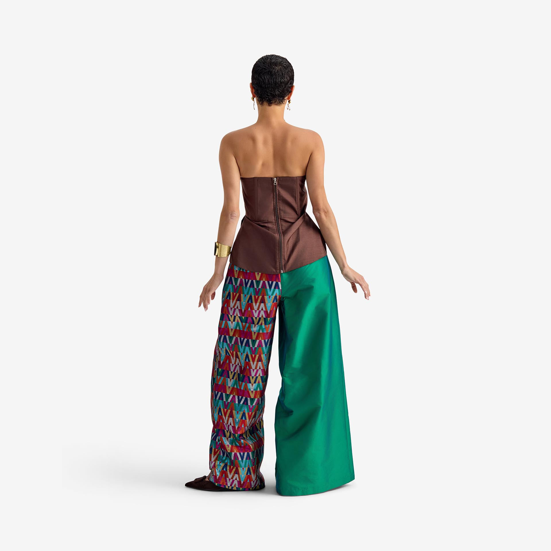 Silk Nest Top Dark brown - Bandau Top Inspired by Corset Silhouette.