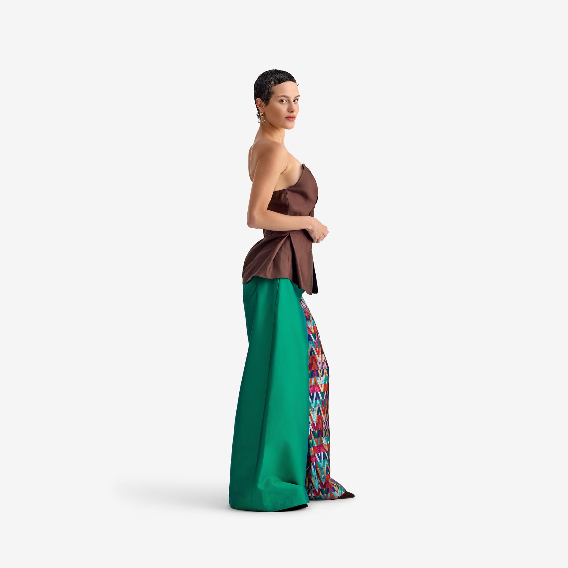 Silk Nest Top Dark brown - Bandau Top Inspired by Corset Silhouette.