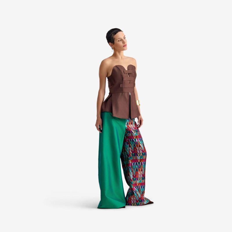 Silk Nest Top Dark brown - Bandau Top Inspired by Corset Silhouette.