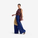 Silk Nest Top Dark burgundi - This jacquard top features a bold snake-skin-inspired texture, creating a high-fashion, distinctive look.