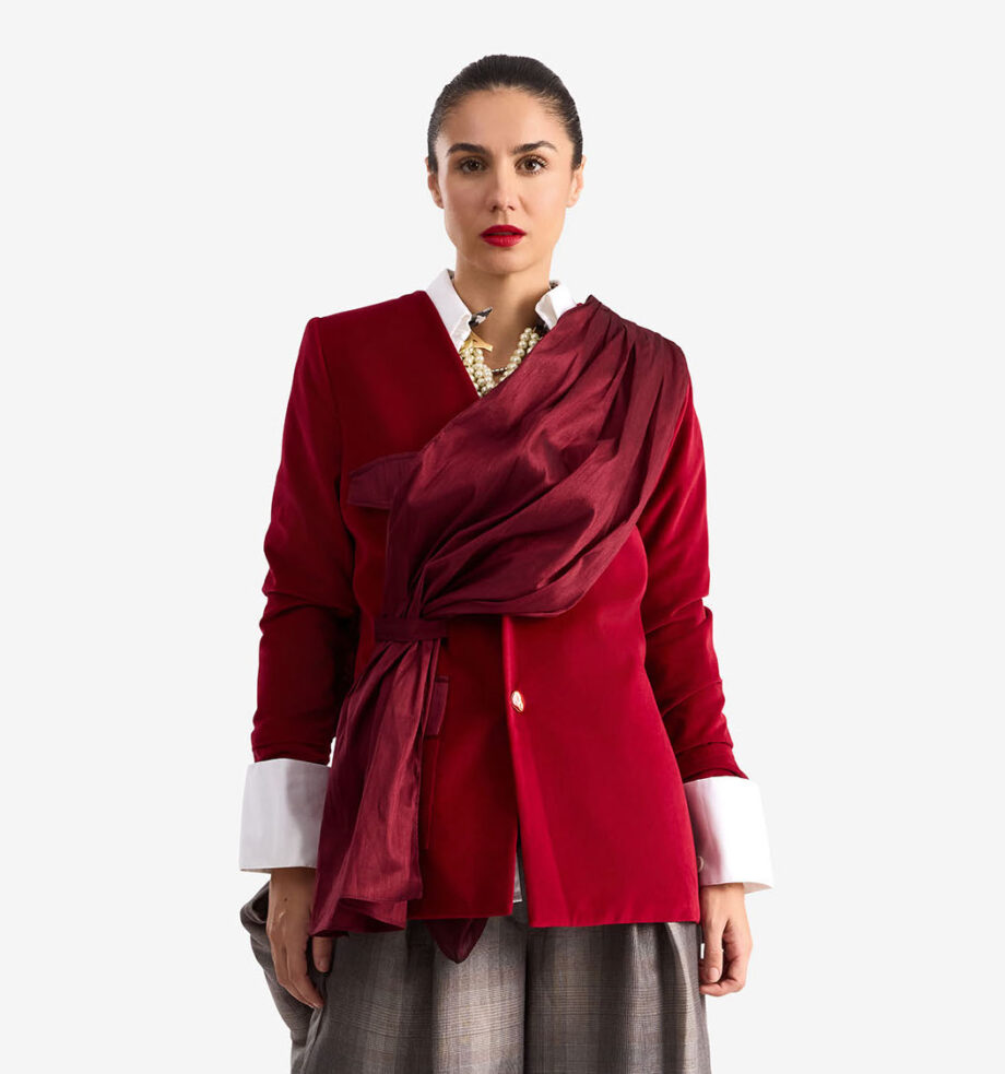 Pomegranate velvet jacket