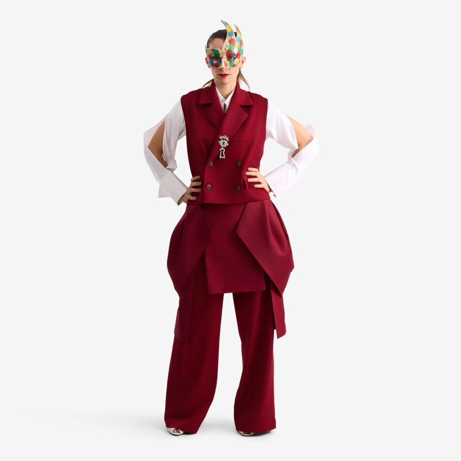 Asymmetrical long vest